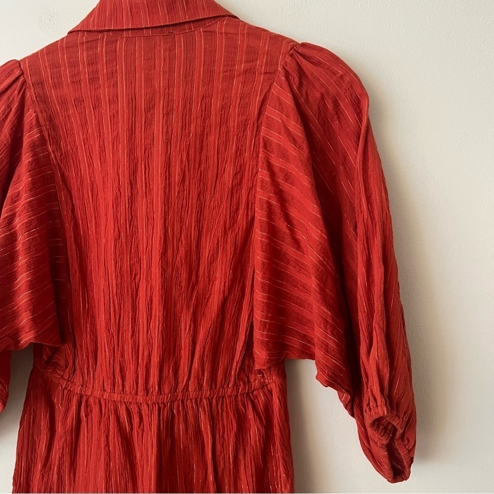 Sugarhigh Lovestoned Metallic Burnt Orange Mini Shirt Dress Women’s Size Small - Picture 8 of 9